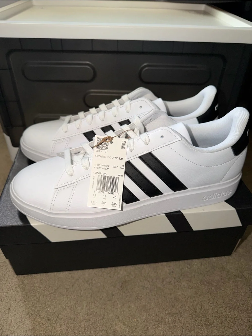 Adidas Grand Court 2.0 shoes white/black mens size 11.5 GW9195